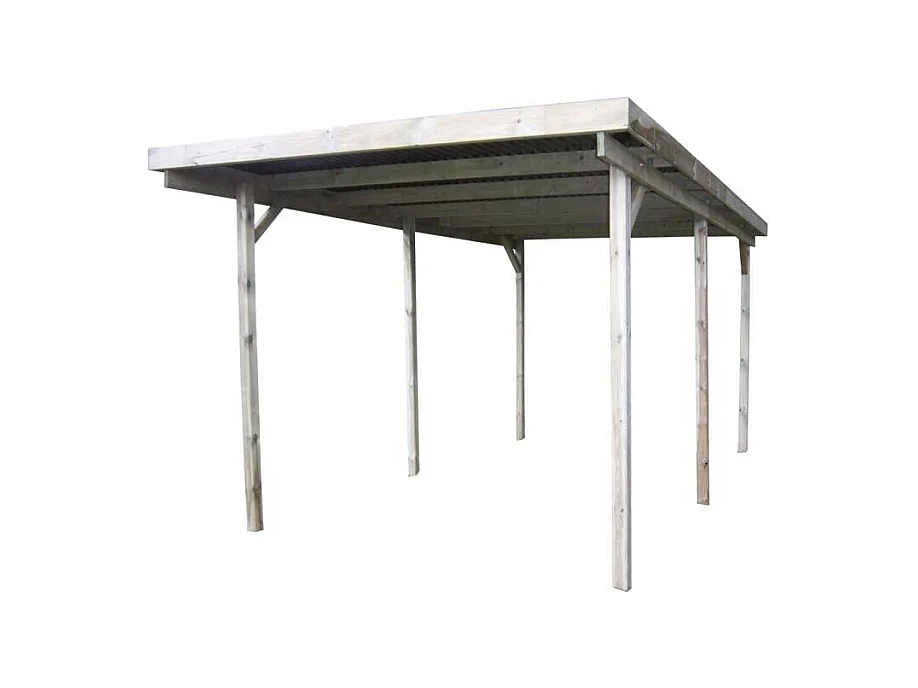 Carport en bois et panneaux ondulés 3x6 m Basic