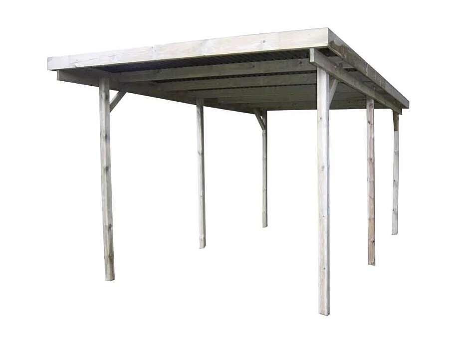 Carport en bois et panneaux ondulés 3x6 m Basic