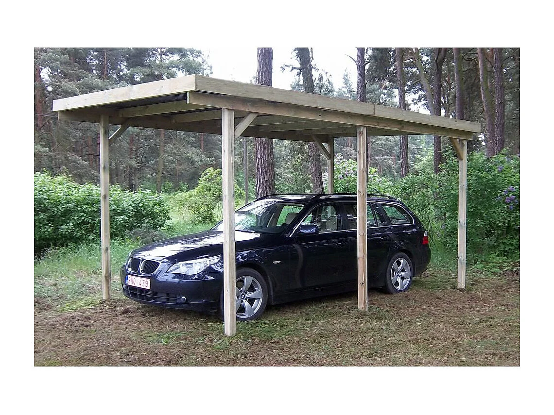 Carport en bois et panneaux ondulés 3x6 m Basic