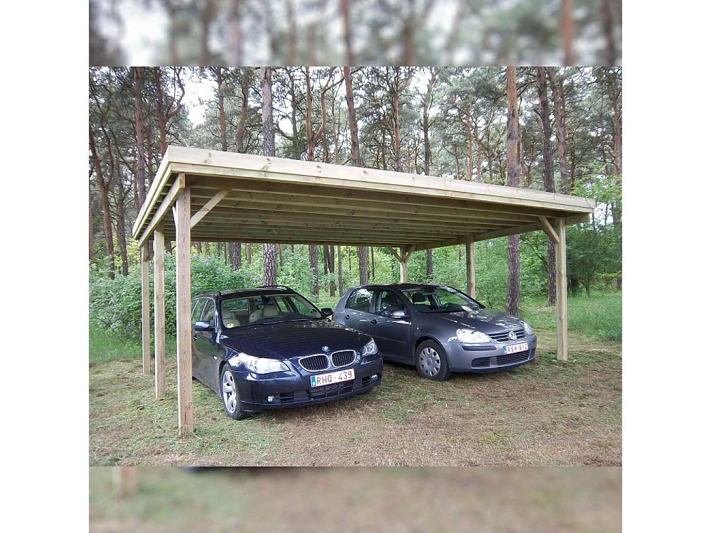 Carport double en bois Basic 6 x 5 m