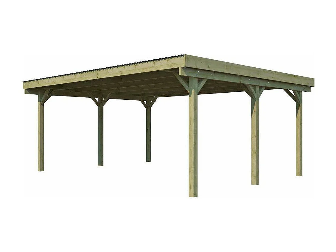 Carport double en bois Basic 6 x 5 m