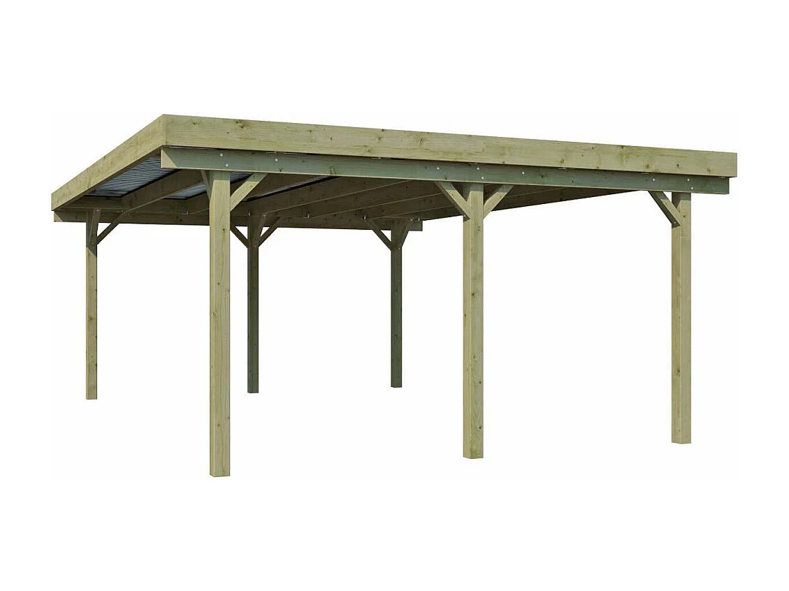 Carport double en bois Basic 6 x 5 m