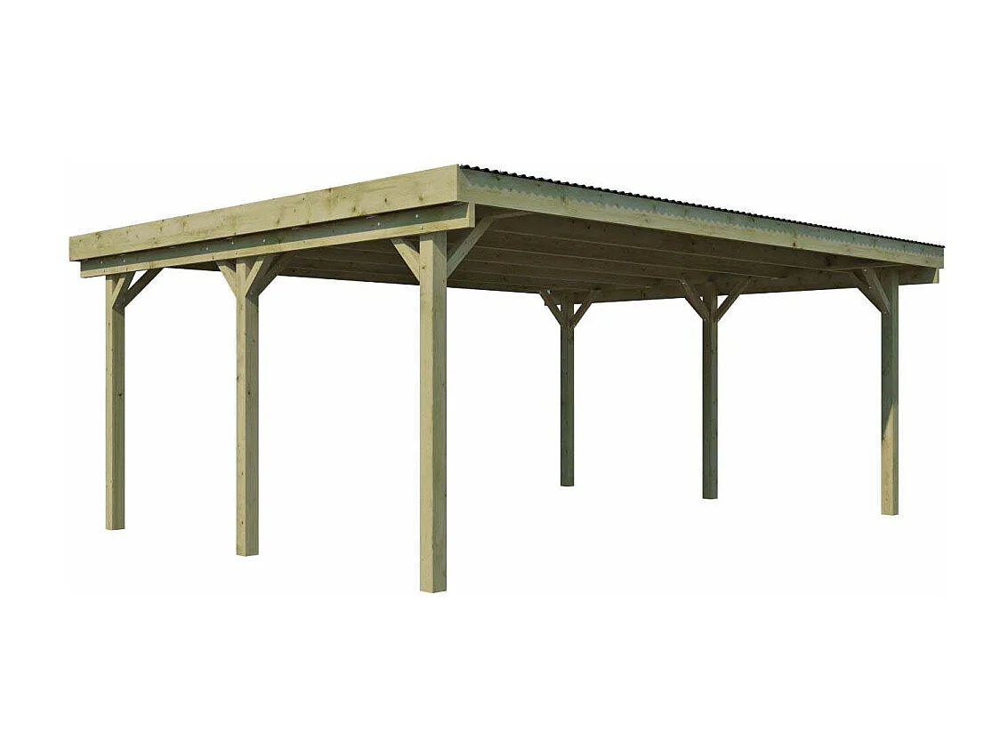 Carport double en bois Basic 6 x 5 m