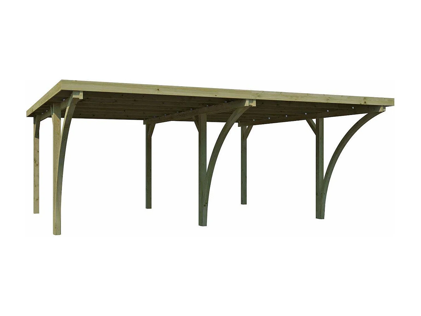 Carport double en bois et panneaux ondulés Capri 6 x 5,5 m