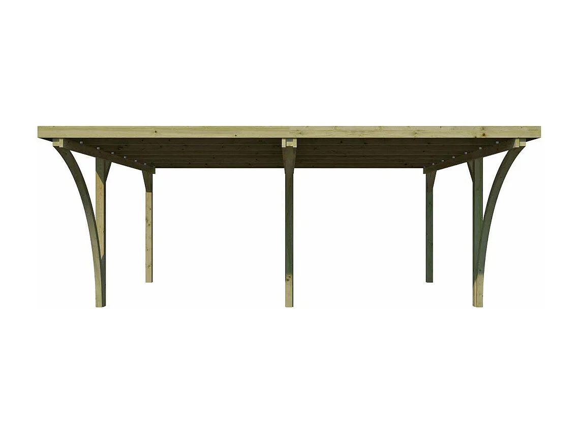 Carport double en bois et panneaux ondulés Capri 6 x 5,5 m
