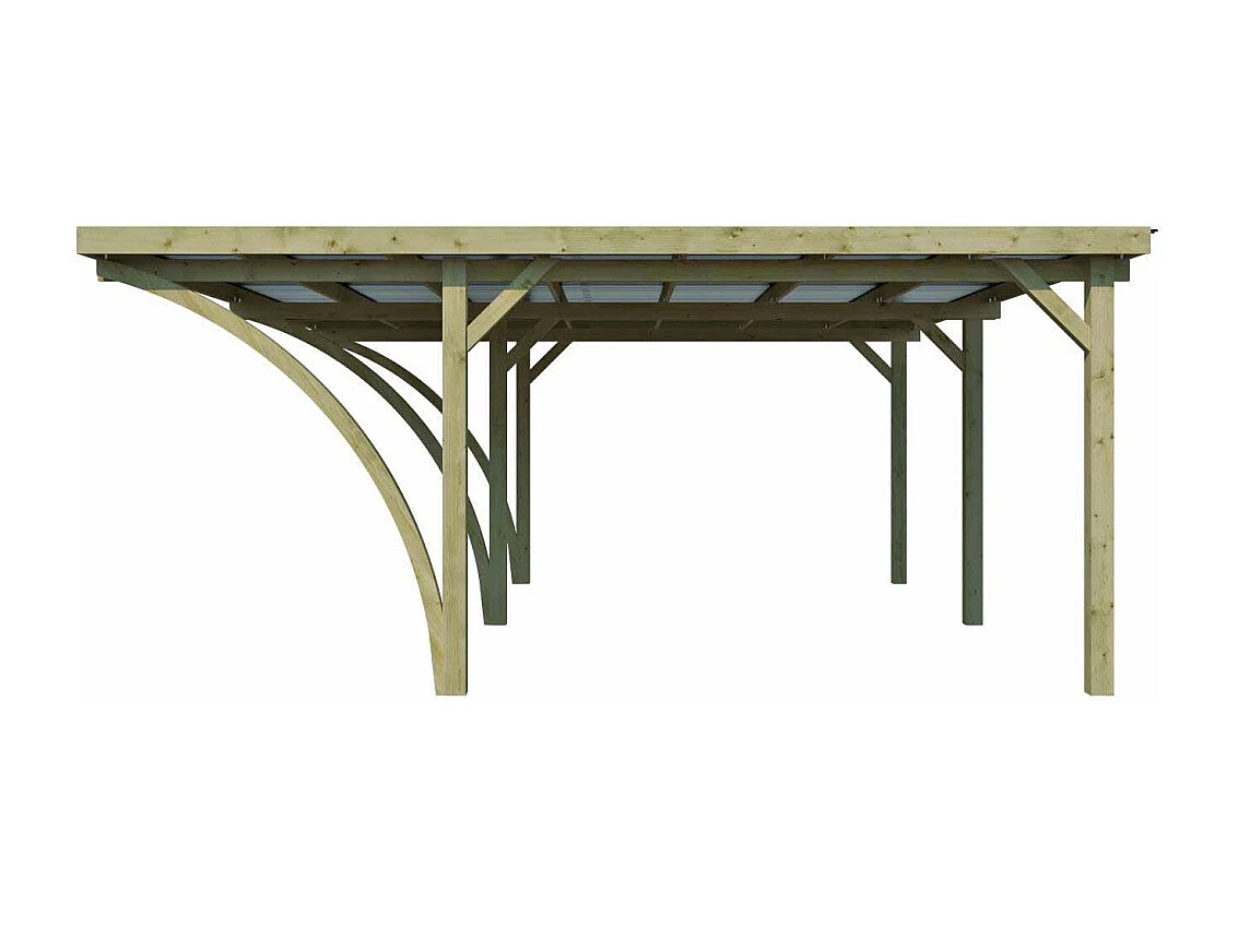 Carport double en bois et panneaux ondulés Capri 6 x 5,5 m