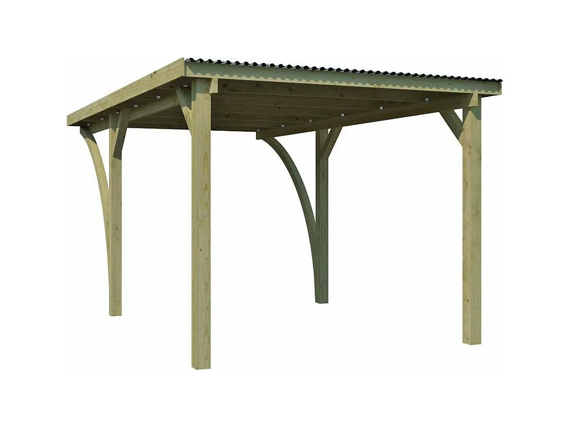 Carport en bois et panneaux ondulés 3x5 m Lido