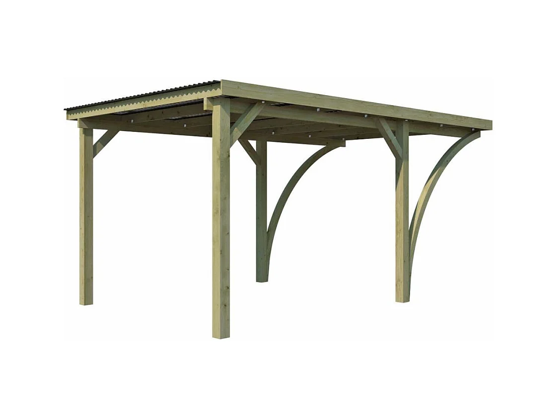 Carport en bois et panneaux ondulés 3x5 m Lido