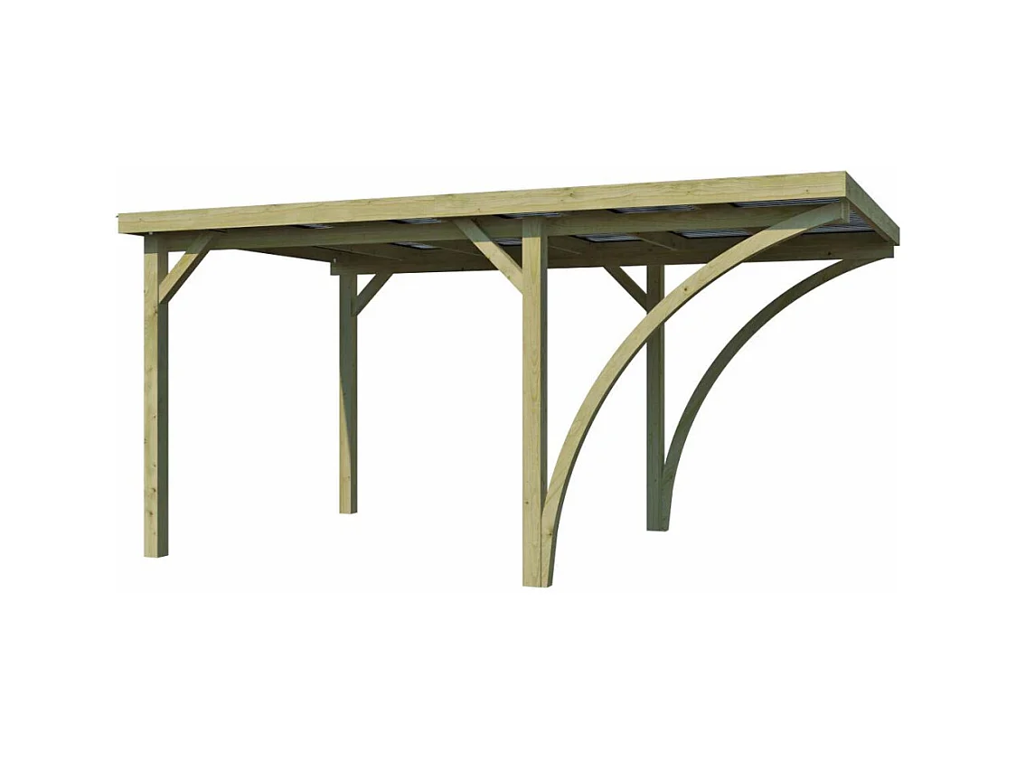 Carport en bois et panneaux ondulés 3x5 m Lido