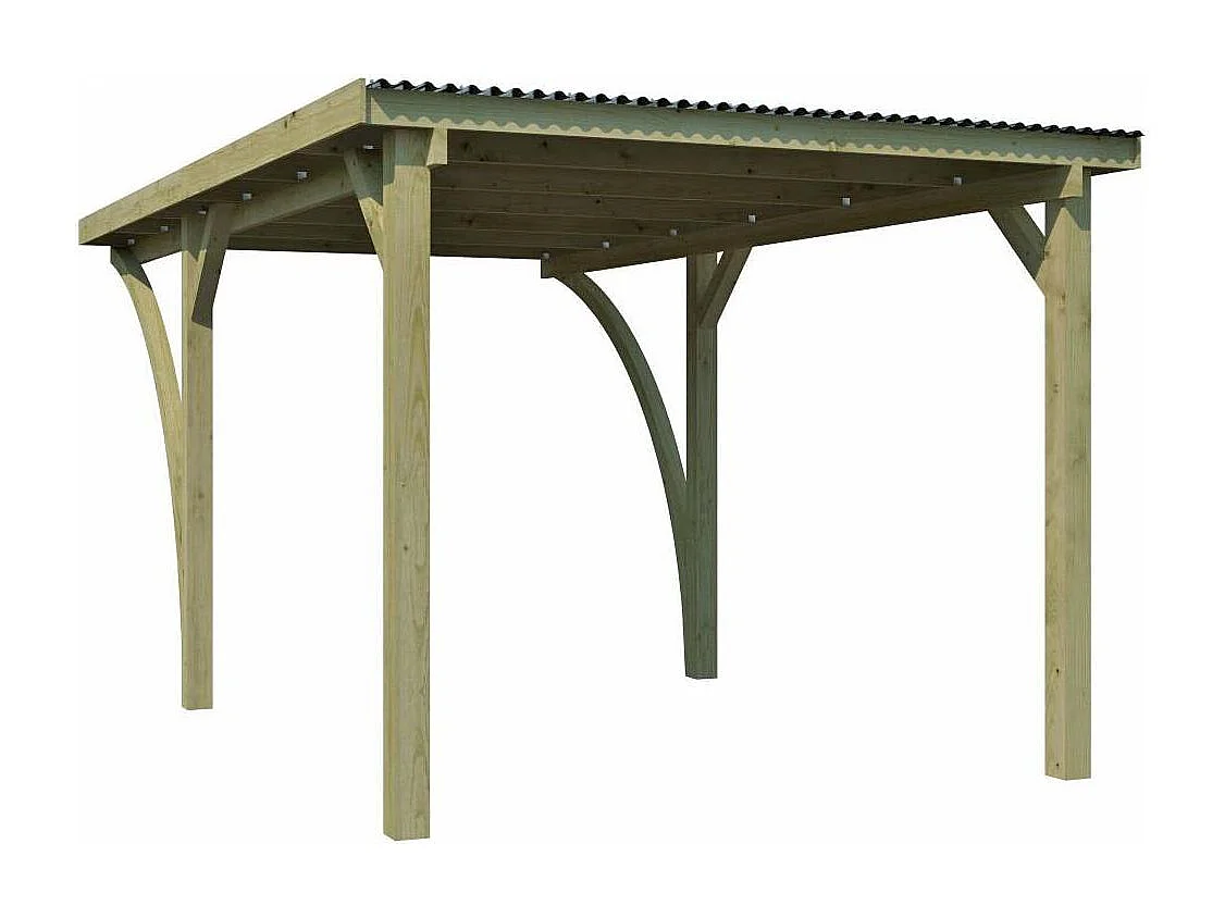 Carport en bois et panneaux ondulés 3x5 m Lido