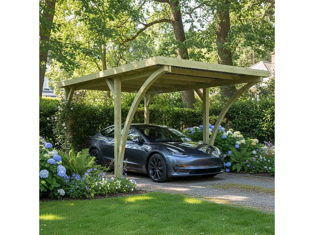 Carport en bois et panneaux ondulés 3x5 m Lido