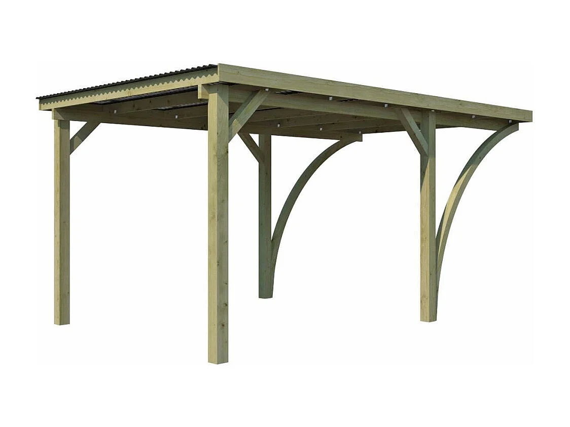 Carport en bois et panneaux ondulés 3x5 m Lido