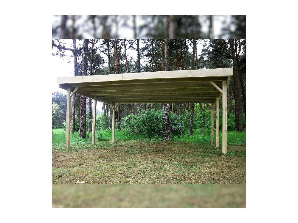 Carport double en bois Basic 5,1 x 5 m