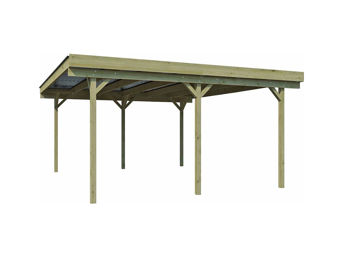 Carport double en bois Basic 5,1 x 5 m