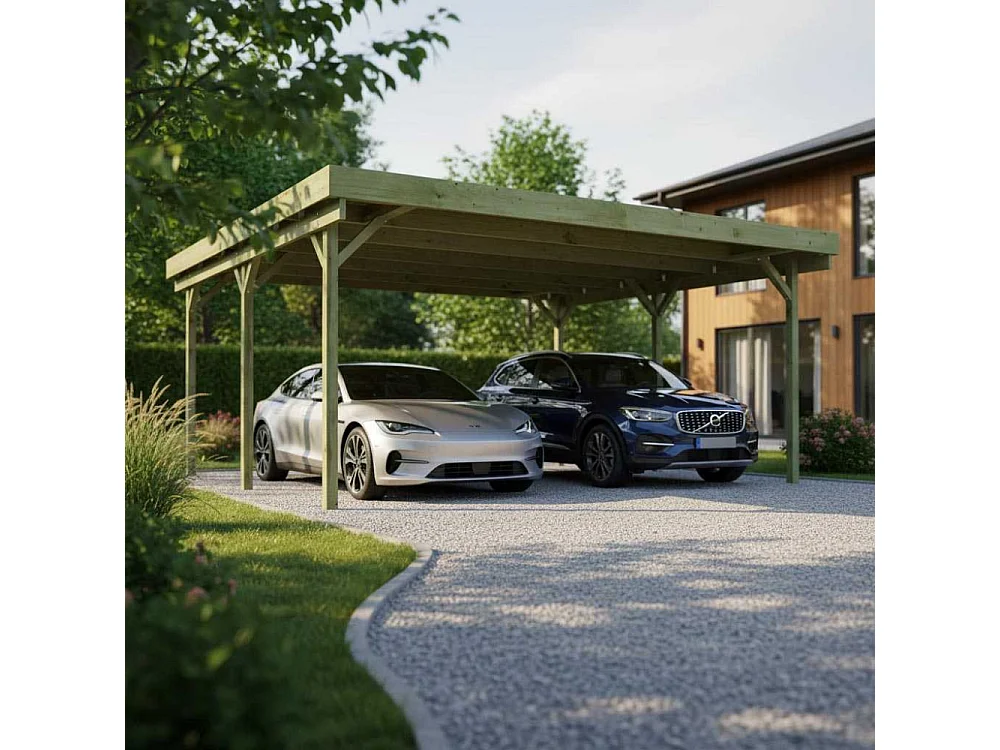 Carport double en bois Basic 5,1 x 5 m