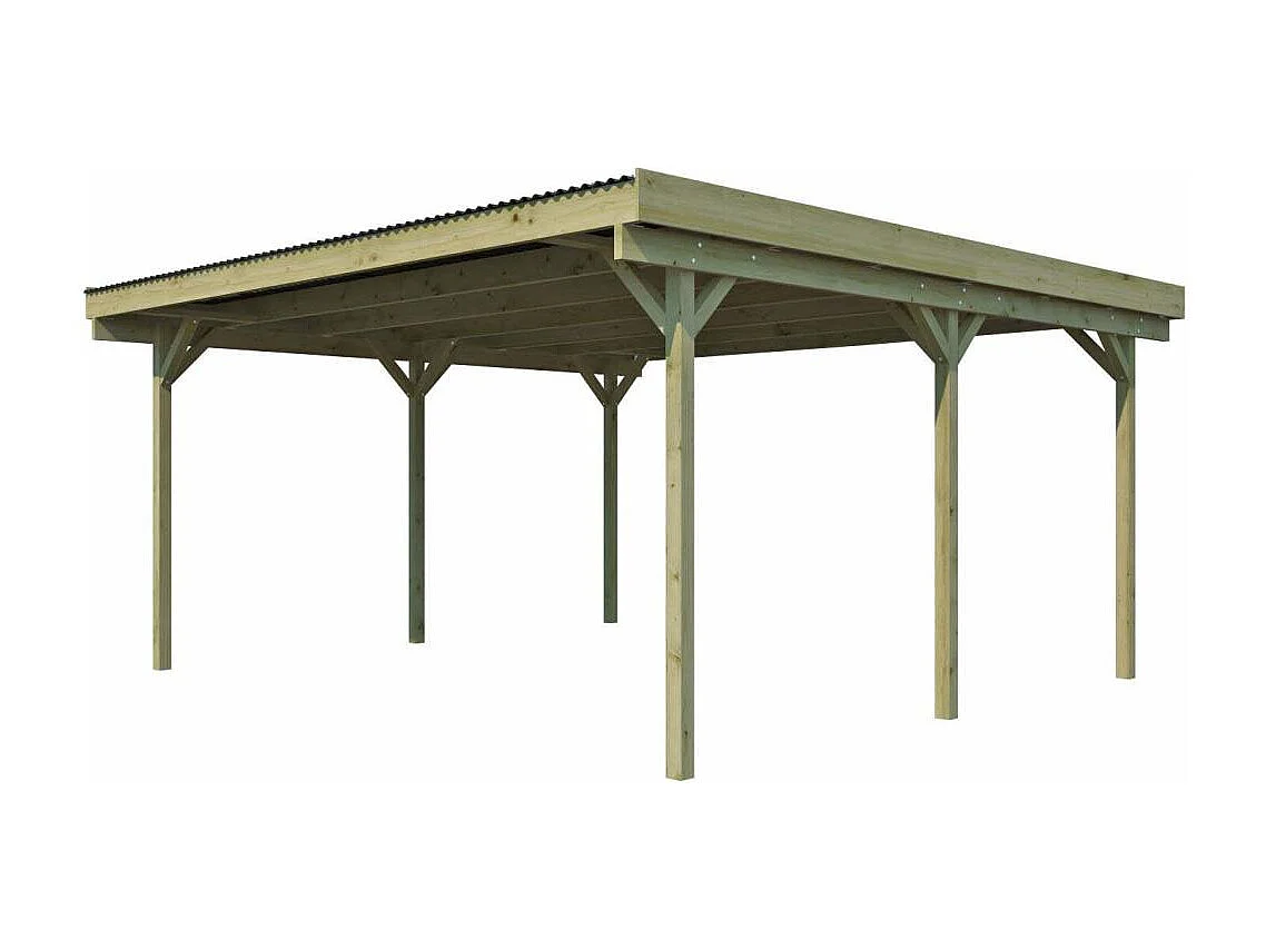 Carport double en bois Basic 5,1 x 5 m