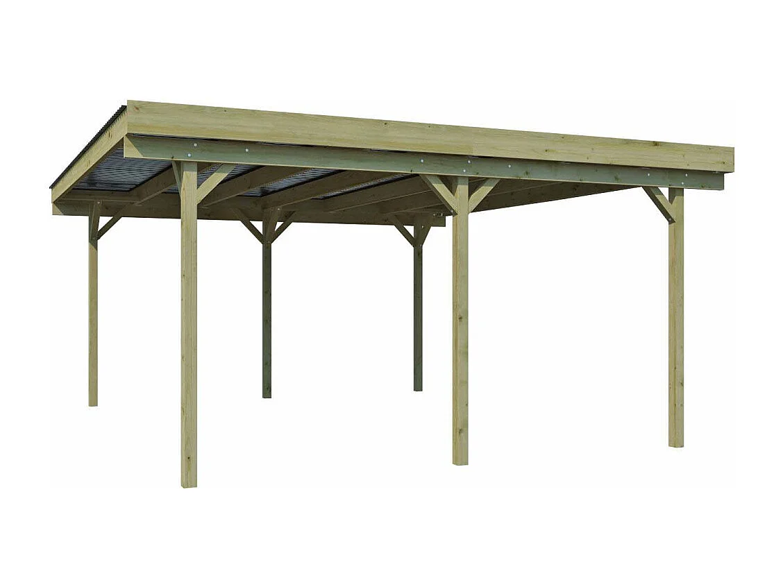 Carport double en bois Basic 5,1 x 5 m