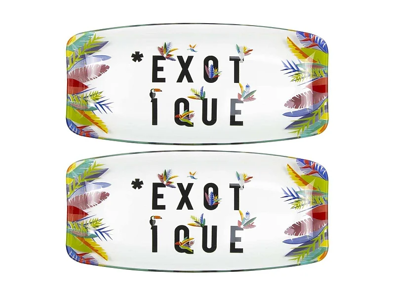 Plat en verre déco Exotique 19 cm (Lot de 2)
