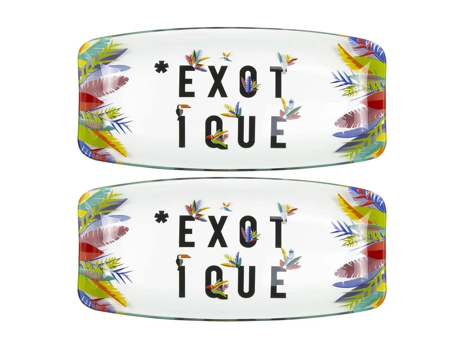 Plat en verre déco Exotique 19 cm (Lot de 2)