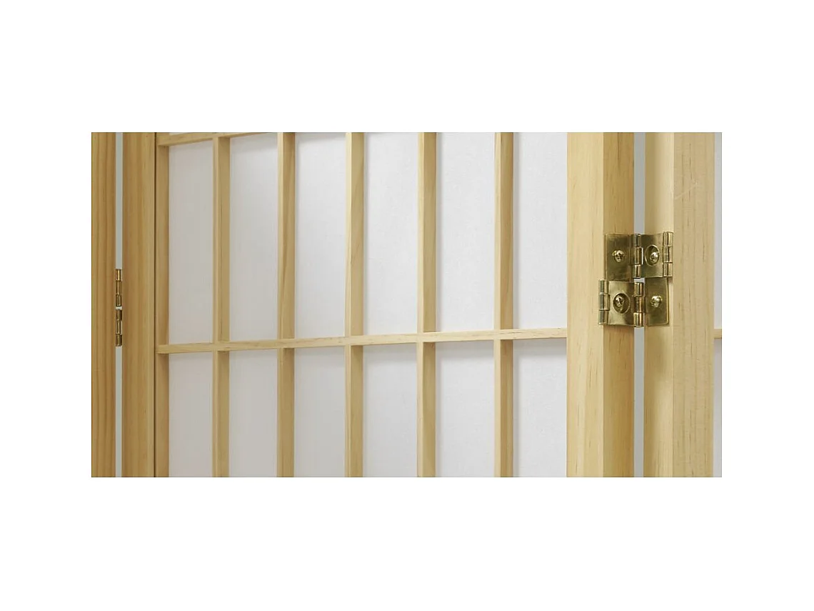 Grand paravent pin naturel et papier de riz