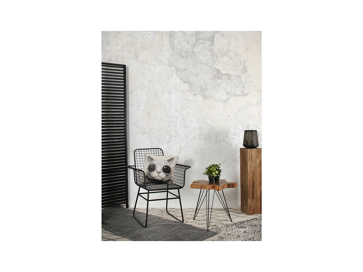 Paravent 3 panneaux en bois vieilli