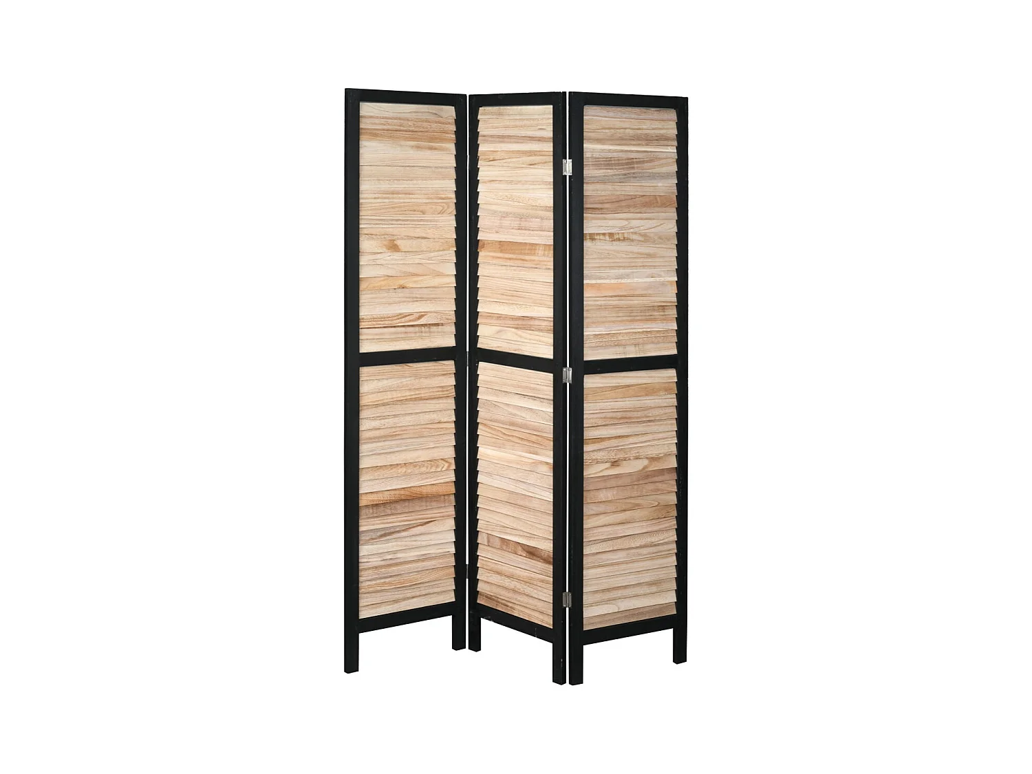 Paravent en bois noir et naturel 3 Panneaux