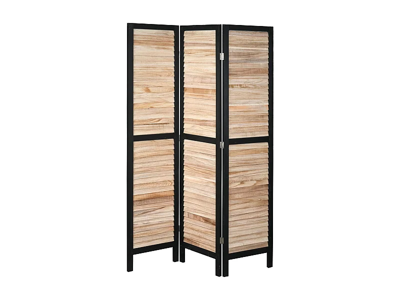 Paravent en bois noir et naturel 3 Panneaux