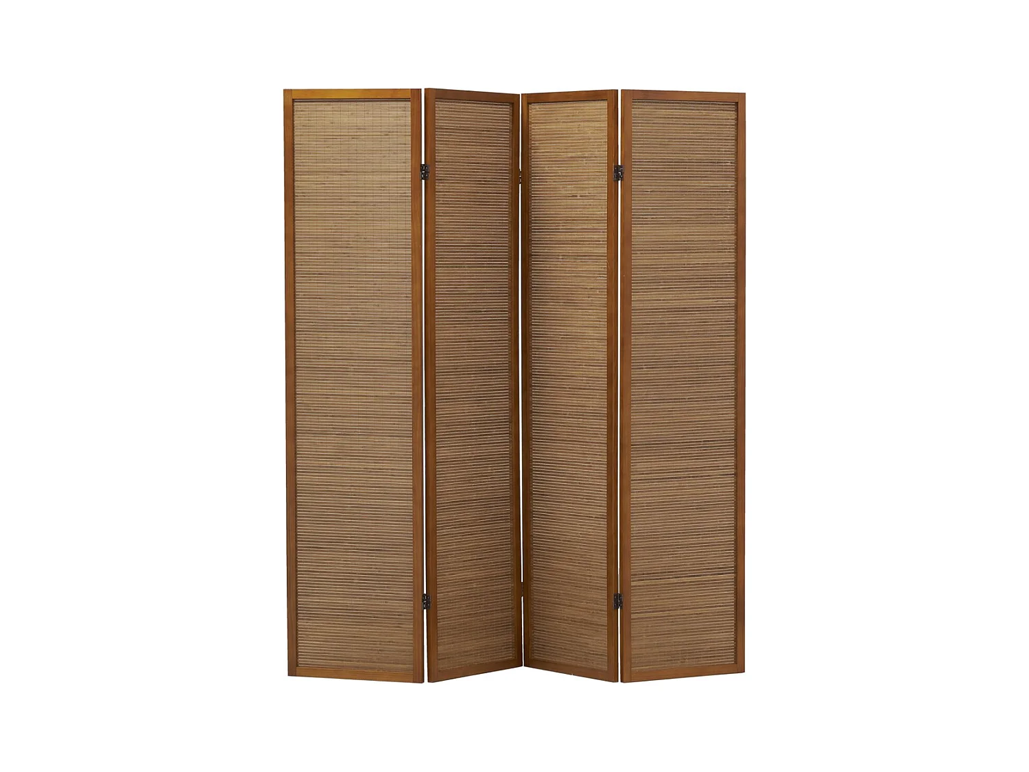 Paravent en pin et bambou teinté 4 Panneaux