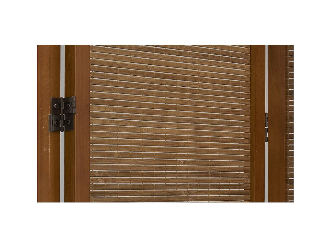 Paravent en pin et bambou teinté 4 Panneaux