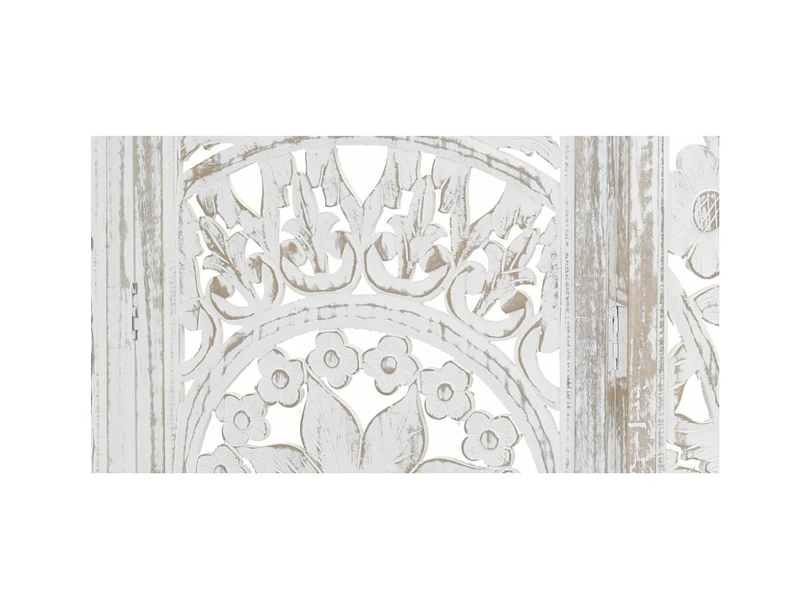 Paravent en manguier sculpté blanchi