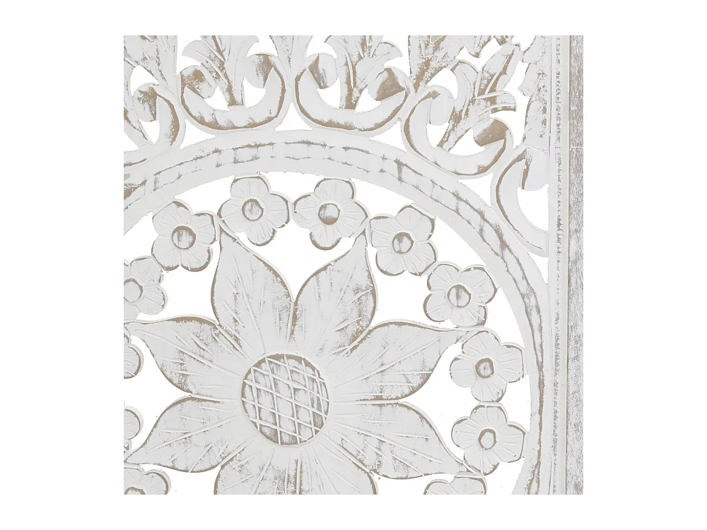 Paravent en manguier sculpté blanchi