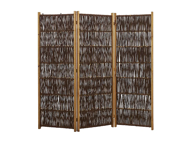 Paravent en osier et pin