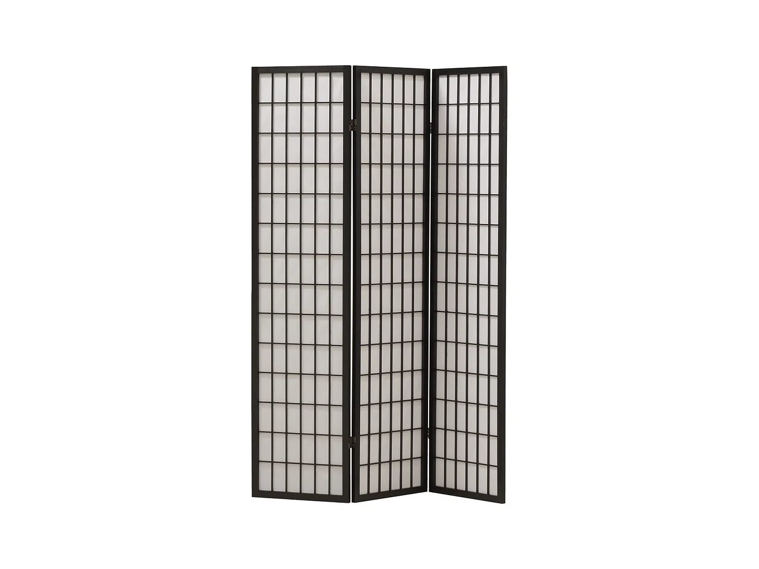 Paravent en pin teinté noir et papier de riz