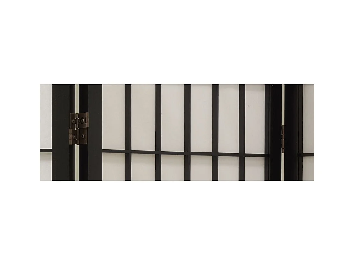 Paravent en pin teinté noir et papier de riz