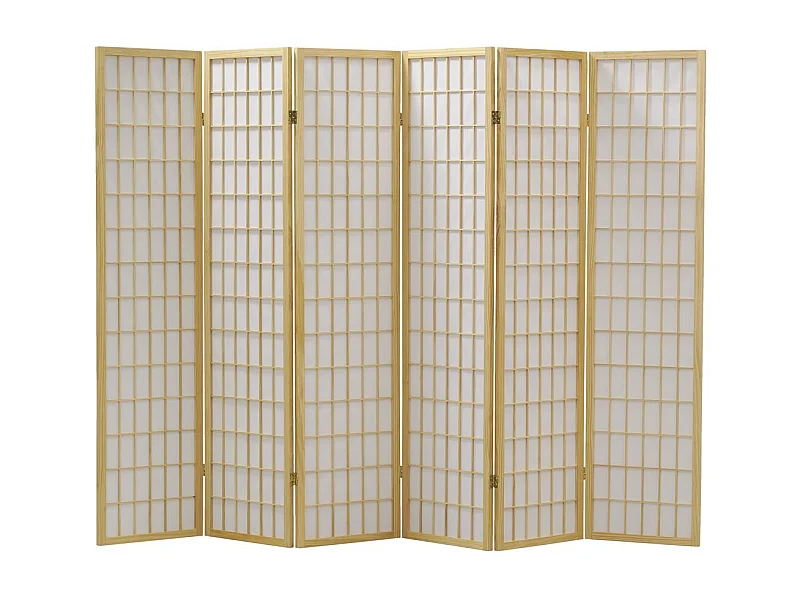 Grand paravent pin naturel et papier de riz