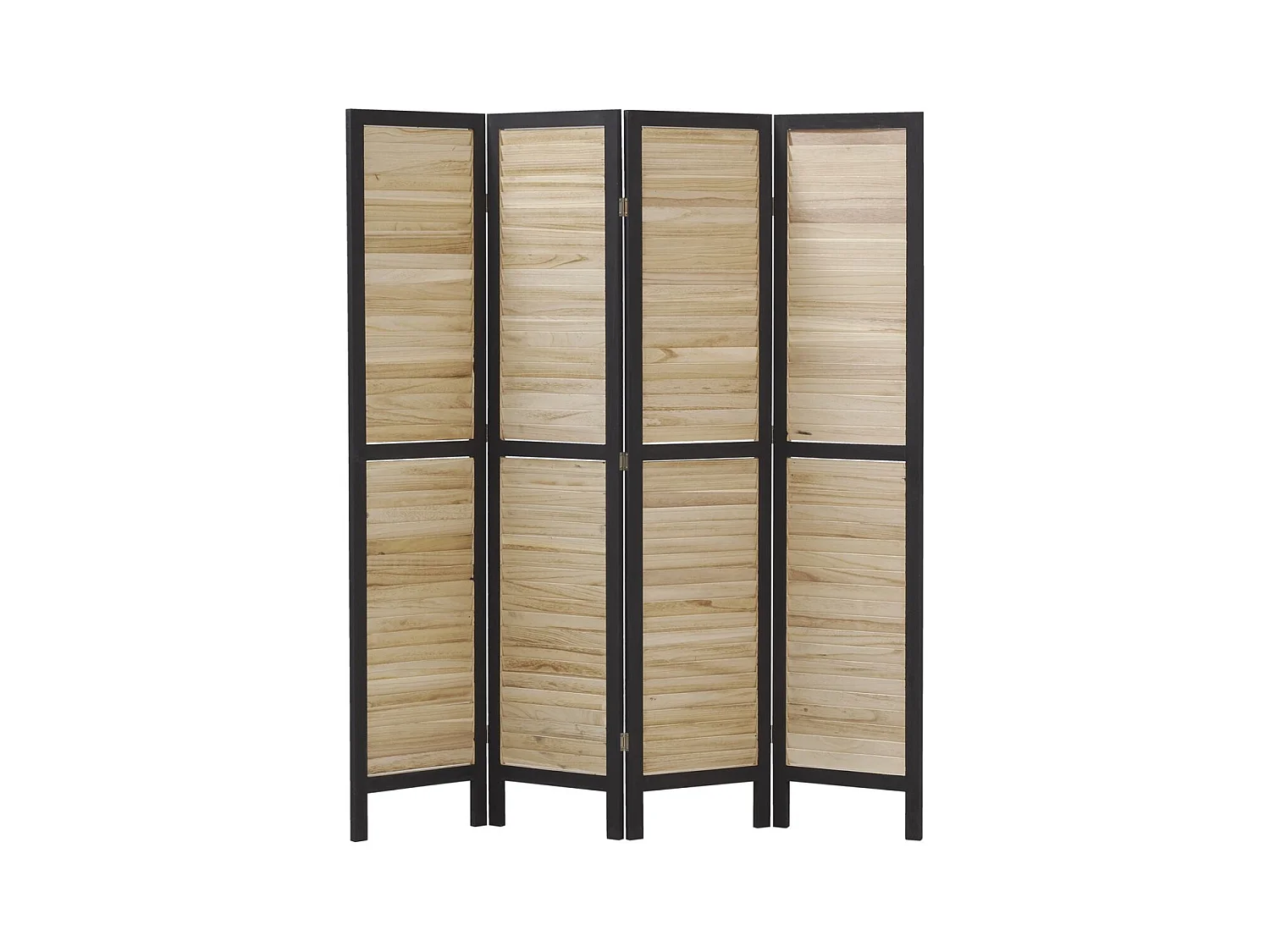 Paravent en bois naturel et noir 4 panneaux