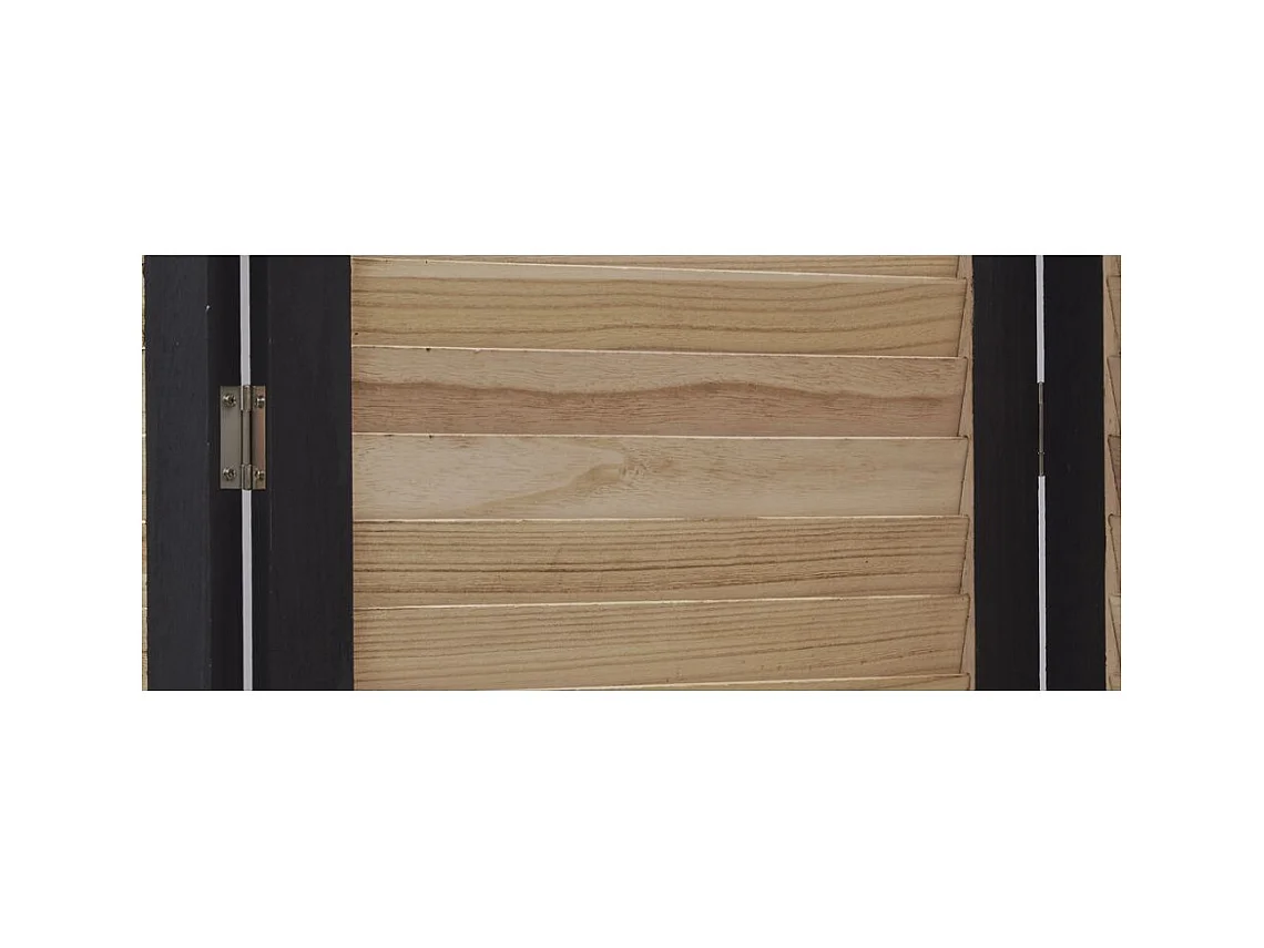 Paravent en bois naturel et noir 4 panneaux