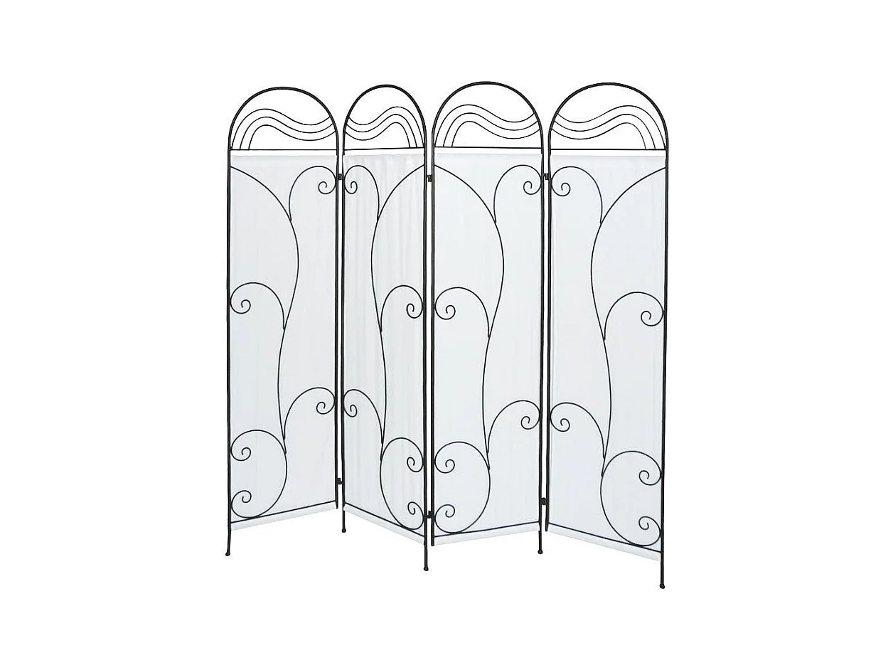 Paravent métal et coton blanc