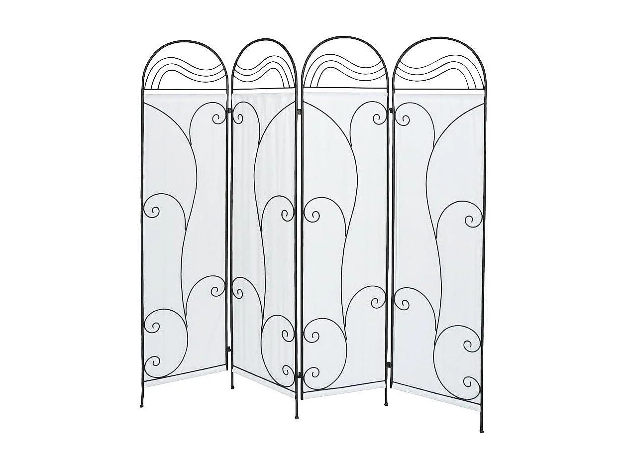 Paravent Metall und Baumwolle weiß