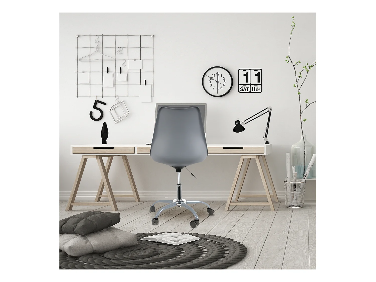 Chaise A Roulettes Kiruna Gris Gris