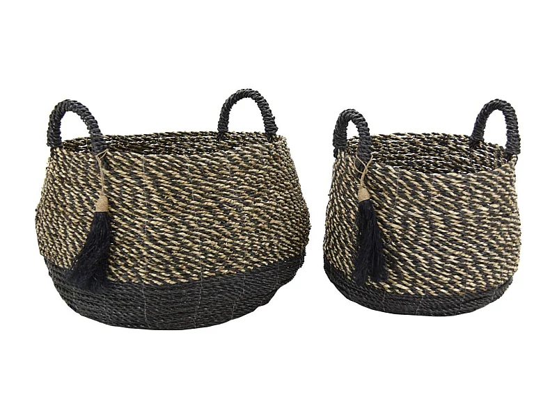 Cache-pots en raphia et en jonc (Lot de 2)