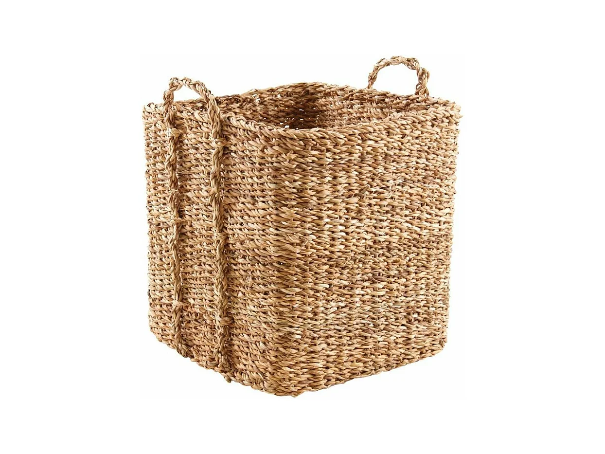 Cache-pots carrés en jonc de mer naturel (Lot de 4)