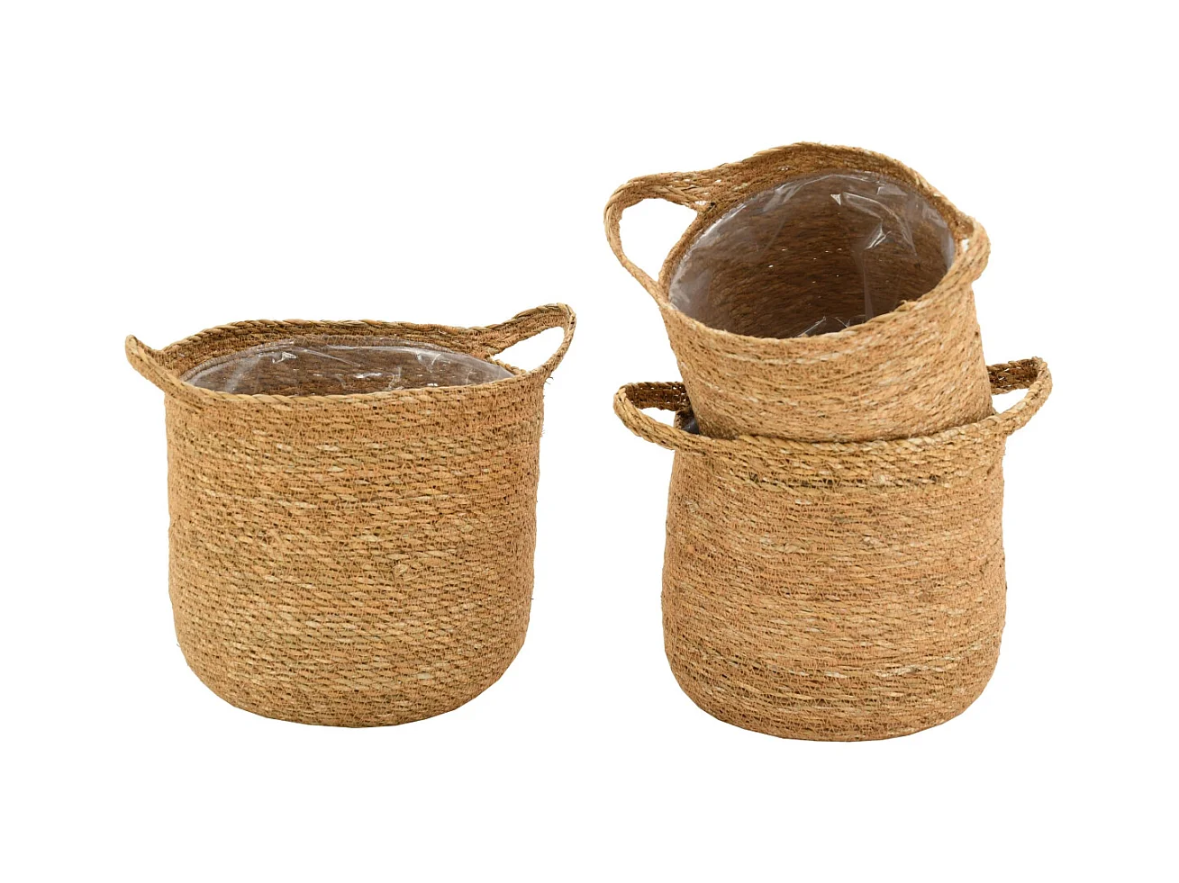 Cache-pots ronds en jonc (Lot de 3)