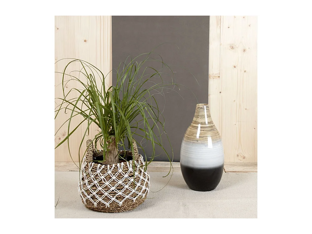Coprivaso in giunco naturale e gancio (set di 2)