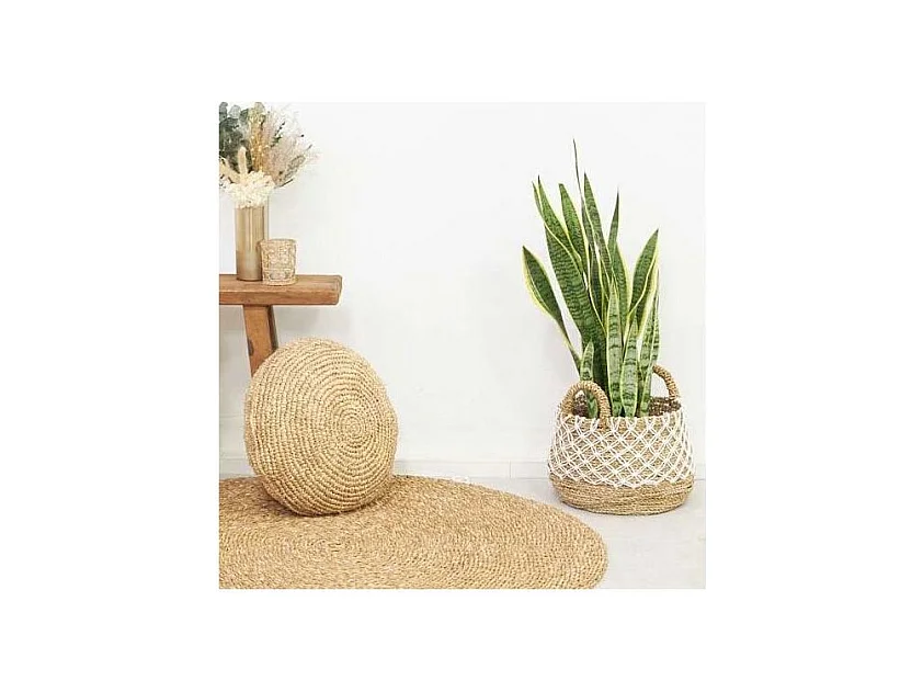 Coprivaso in giunco naturale e gancio (set di 2)