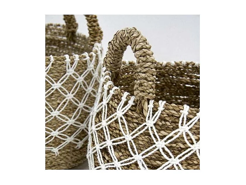 Cache-pots en jonc naturel et crochet (Lot de 2)