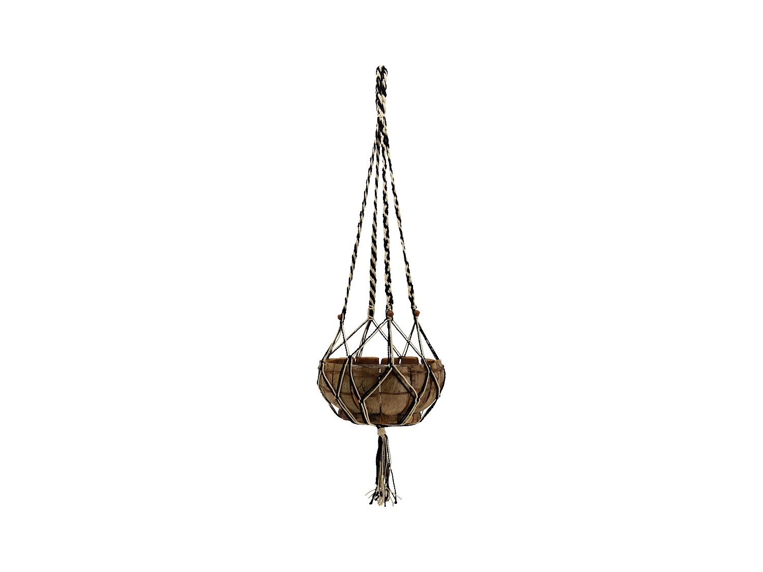 Suspension macramé bicolore en jute