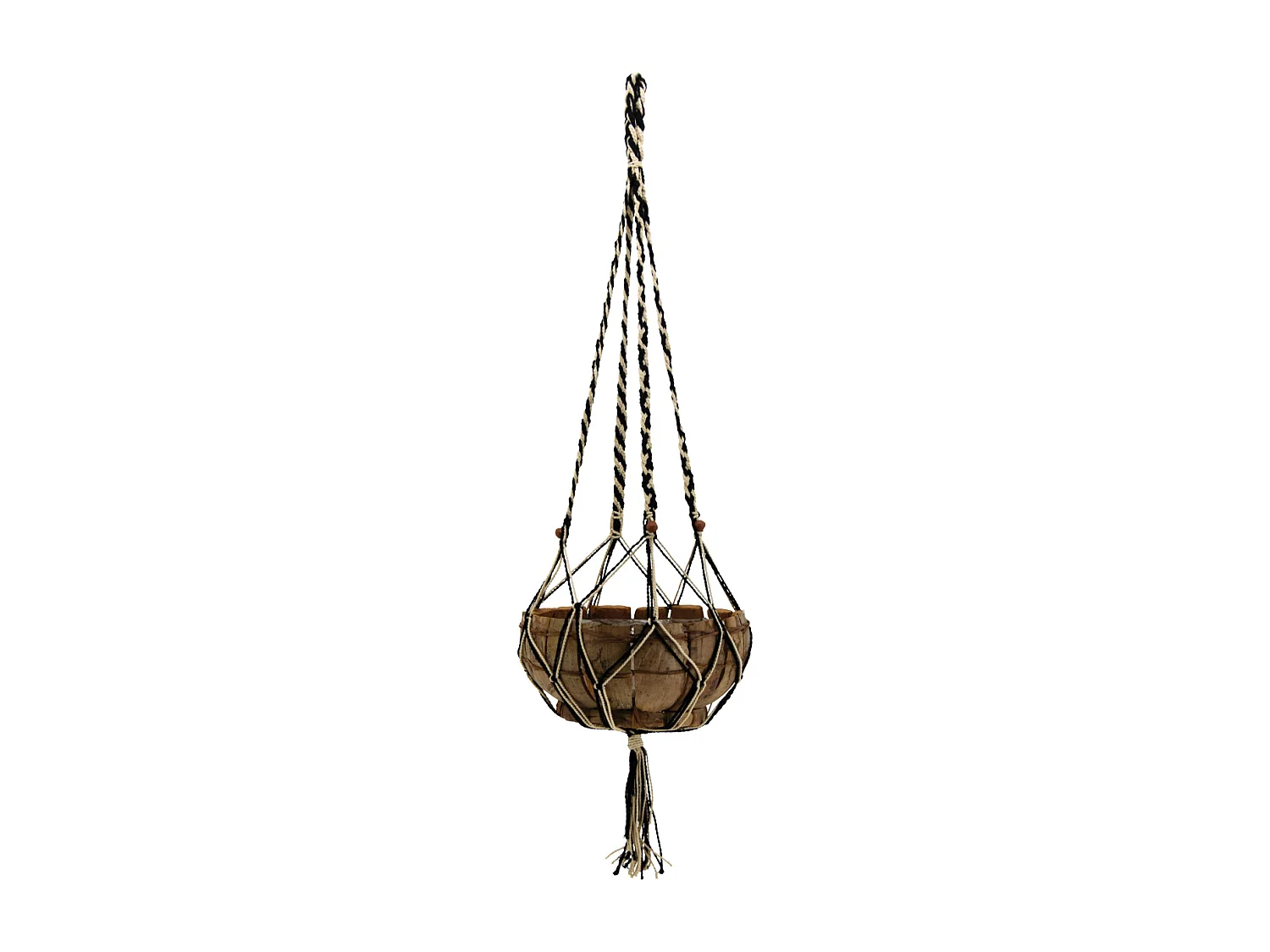 Suspension macramé bicolore en jute