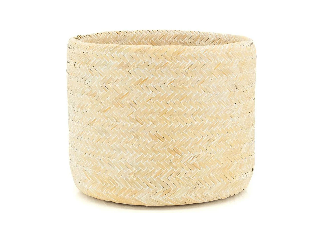 Cache pot rond en bambou patiné (Lot de 5)