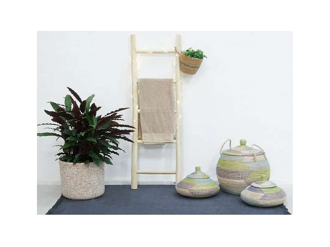 Cache pot rond en bambou patiné (Lot de 5)